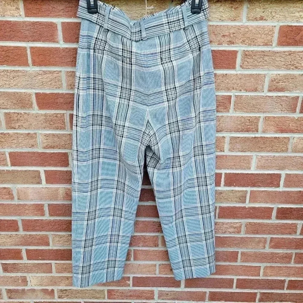 Wilfred Aritzia Plaid Career Cropped Ankle Pants Women's Size Small Belted - Picture 2 of 7